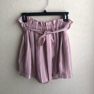 papaya | pink striped paper bag shorts
